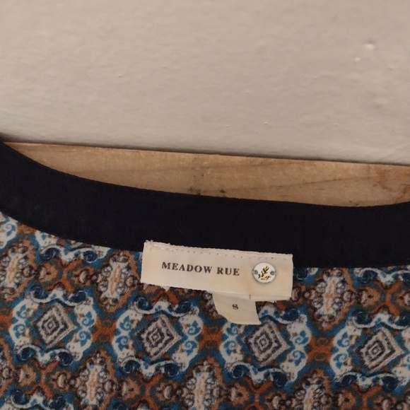 Anthropologie Meadow Rue Black Print Popover Flowy Blouse NWOT Size S - Picture 9 of 10